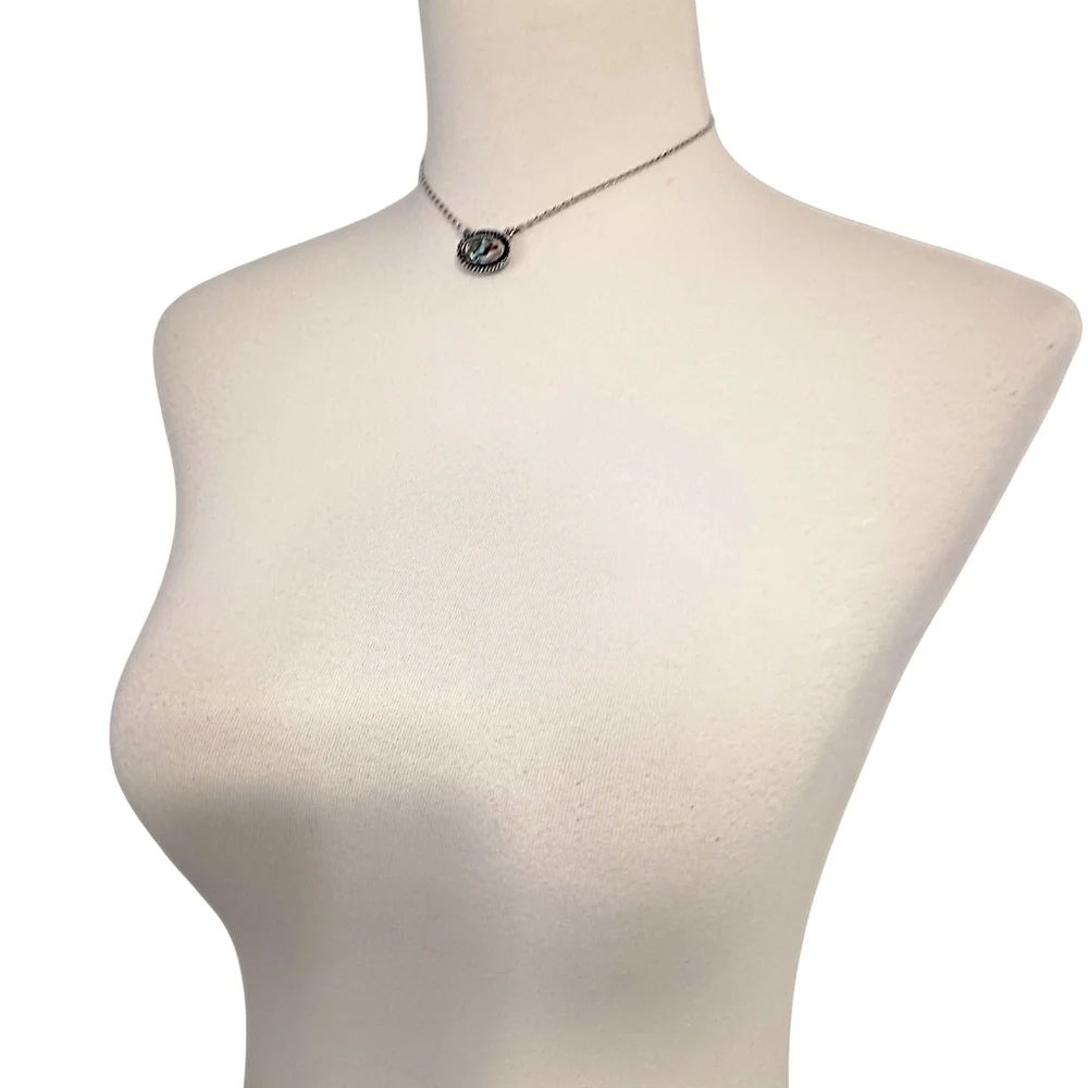 Sarah Coventry Abalone Necklace Vintage 70s Antiqued‎ Silver Tone Sea Treasure